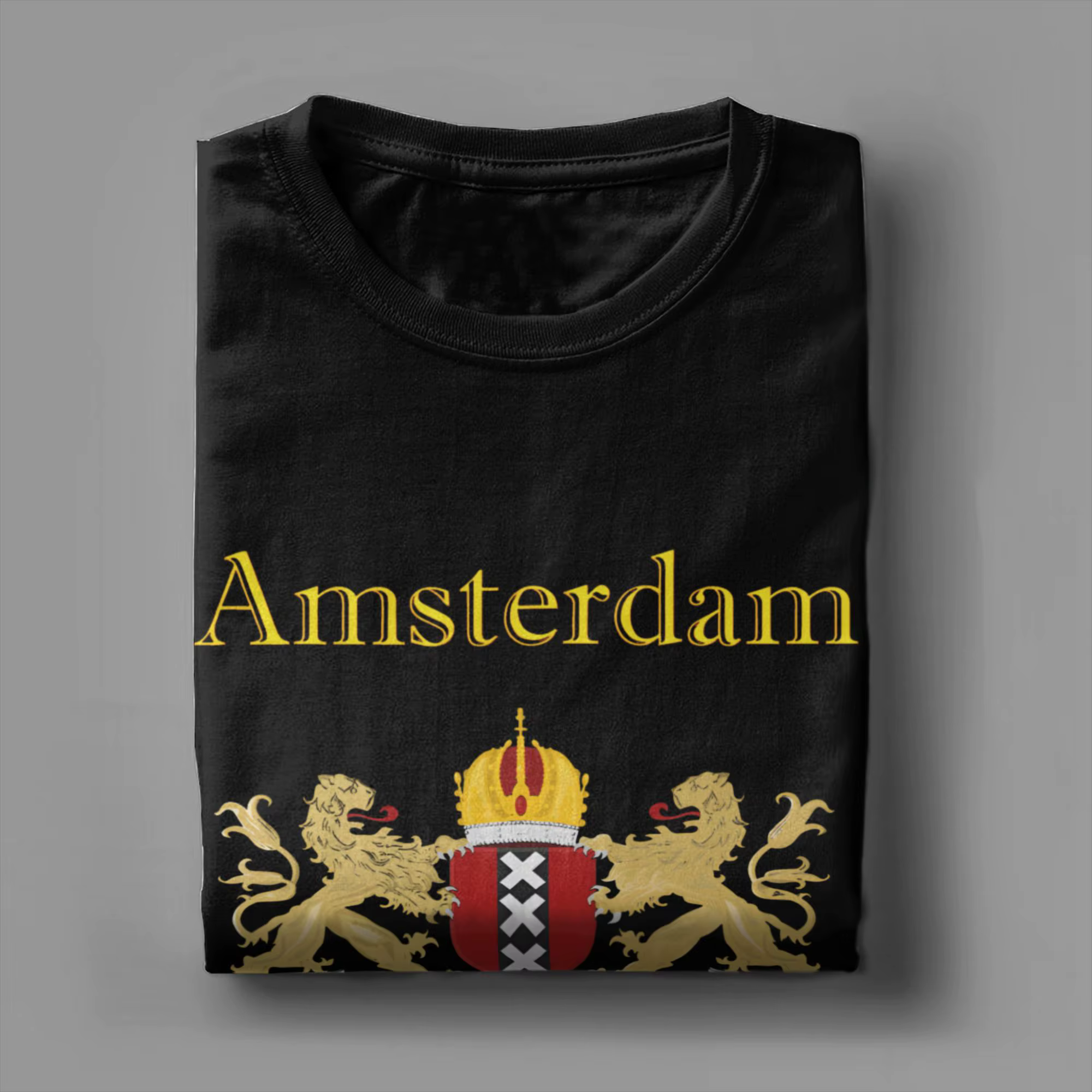 T-shirt vintage avec emblème d'Amsterdam, en coton, pour hommes, vêtements d'été Y2K, basiques, imprimés, à manches courtes