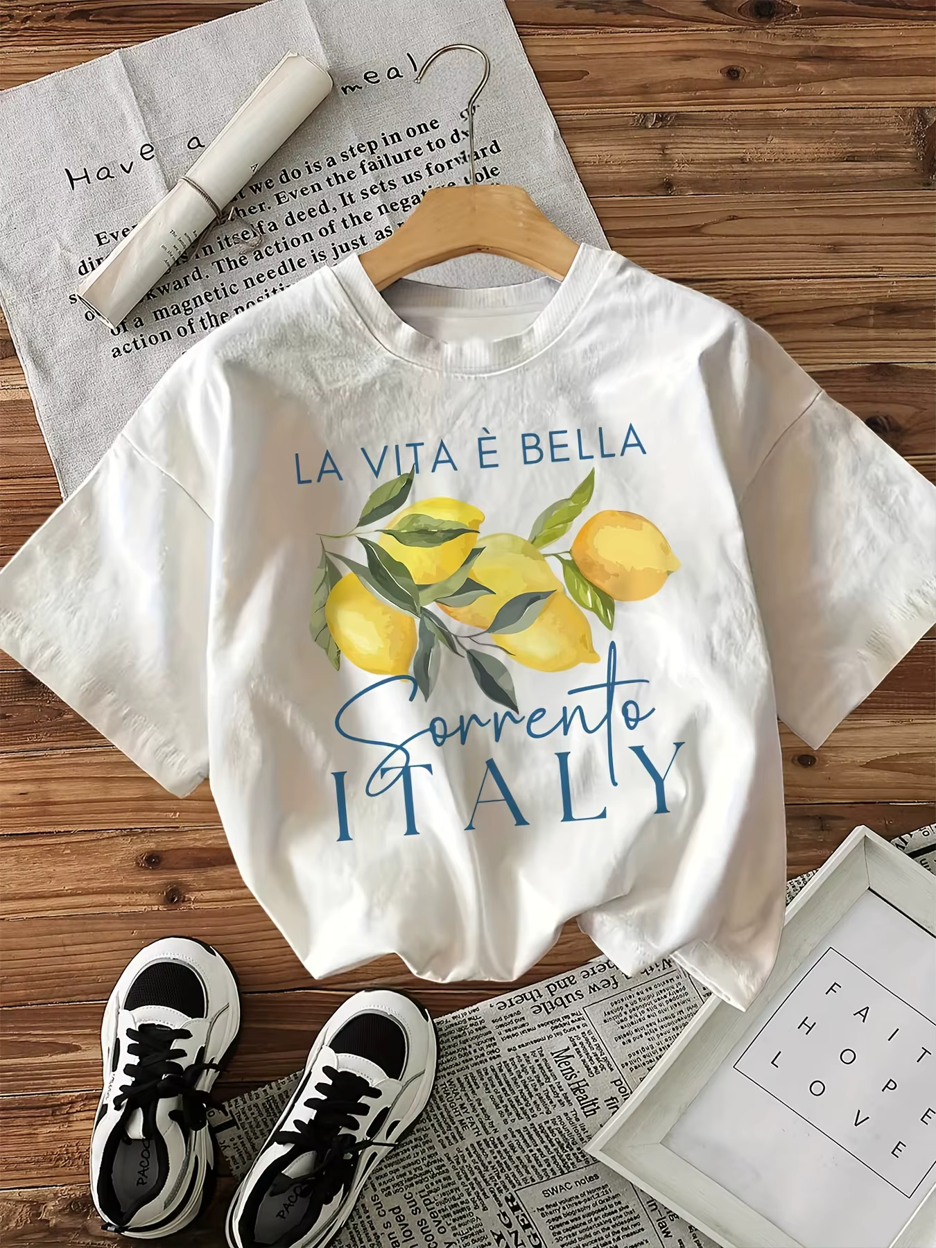 100% coton ample graphique citron imprimé T-Shirt à manches courtes col rond haut décontracté pour l'été printemps vêtements pour femmes