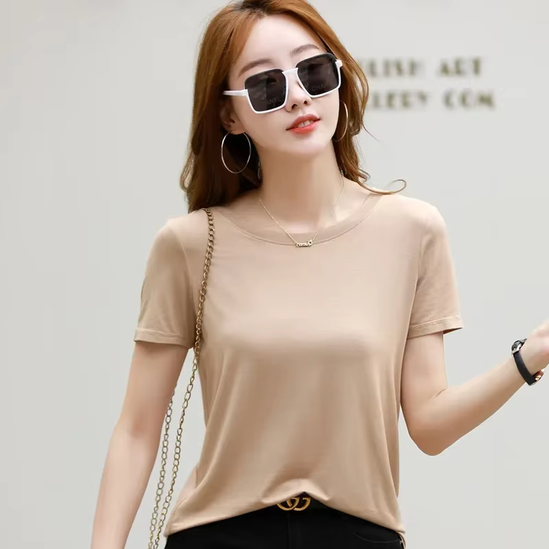 MRMT 2026 Nouveau T-shirt pour femme en coton soie glacée