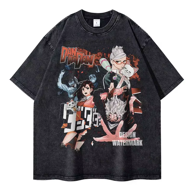 Anime Dan Da Dan t-shirt surdimensionné Vintage lavé Dandadan T-shirts Streetwear rétro Manga Ayase Momo Takakura Ken