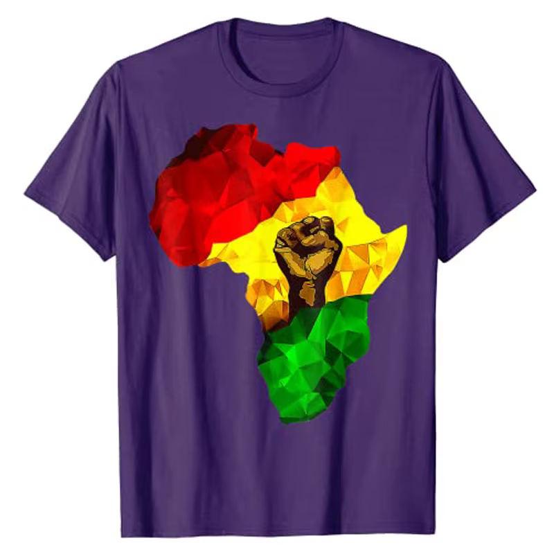 Carte d'afrique main montante Juneteenth fierté africaine jour de la liberté T-Shirt histoire noire vêtements