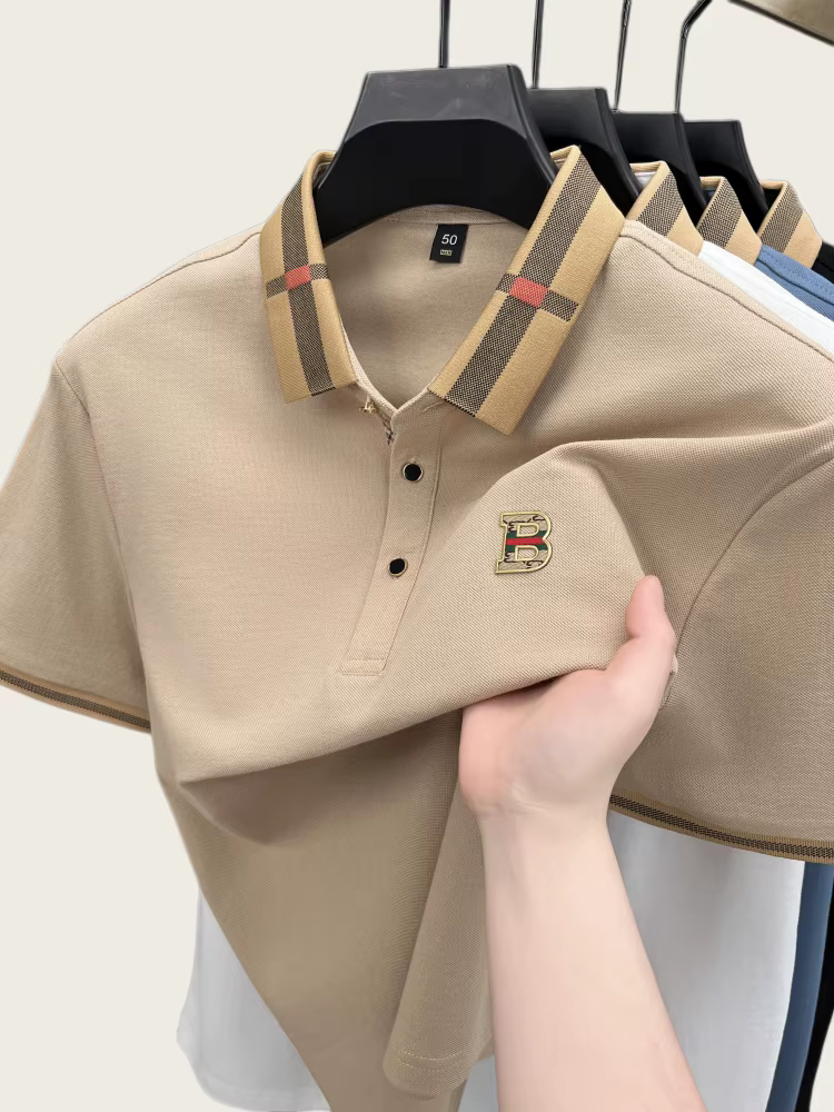 Polo à manches courtes avec logo de marque de luxe pour hommes