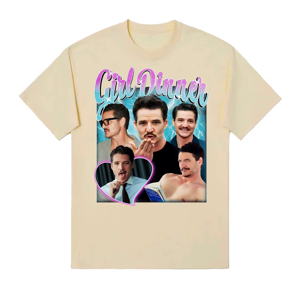2025-26 vente chaude Pedro Pascal fille dîner T-shirt Cush Meme drôle esthétique graphique