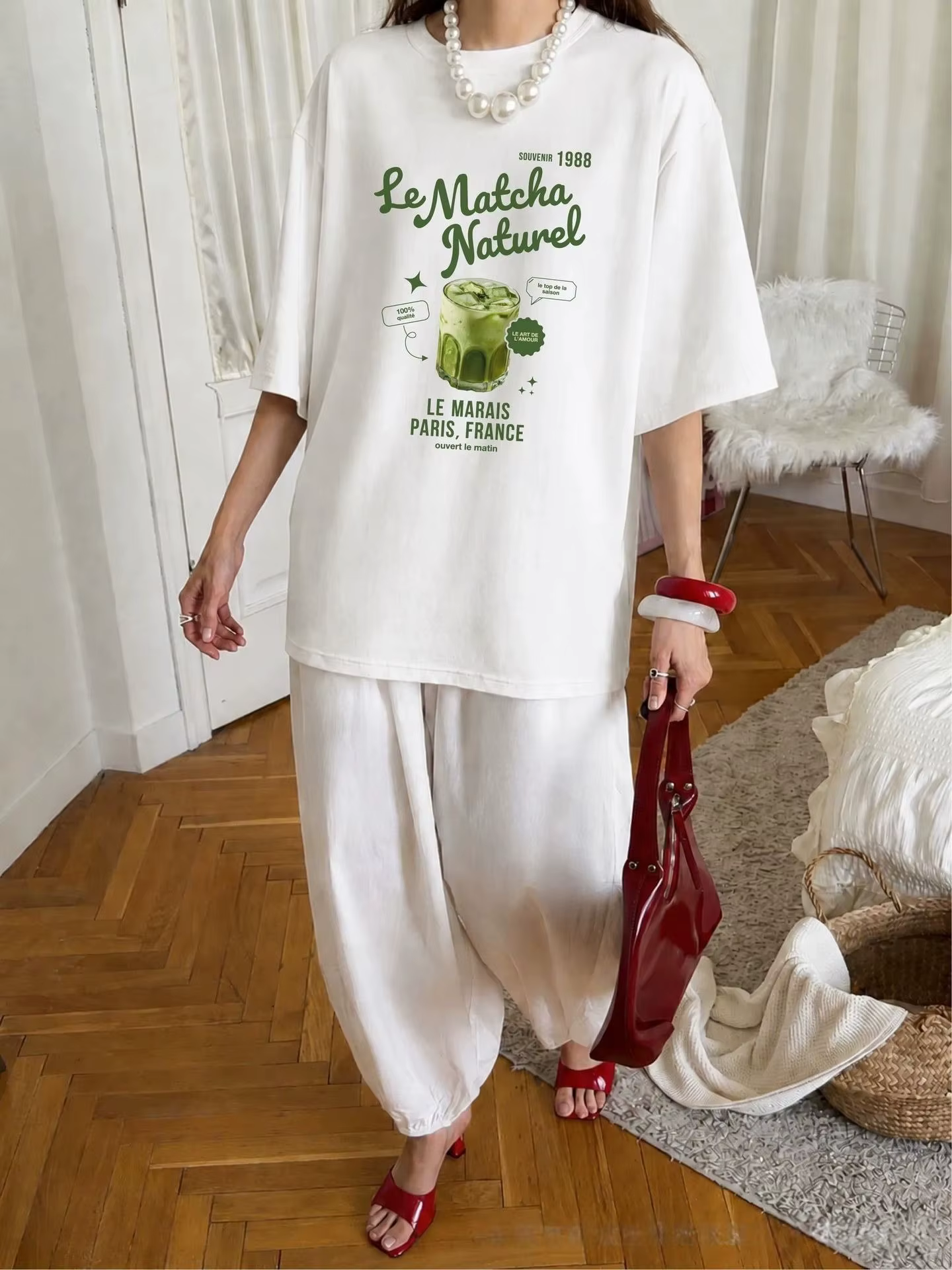T-shirt oversize imprimé MATCHA pour femme