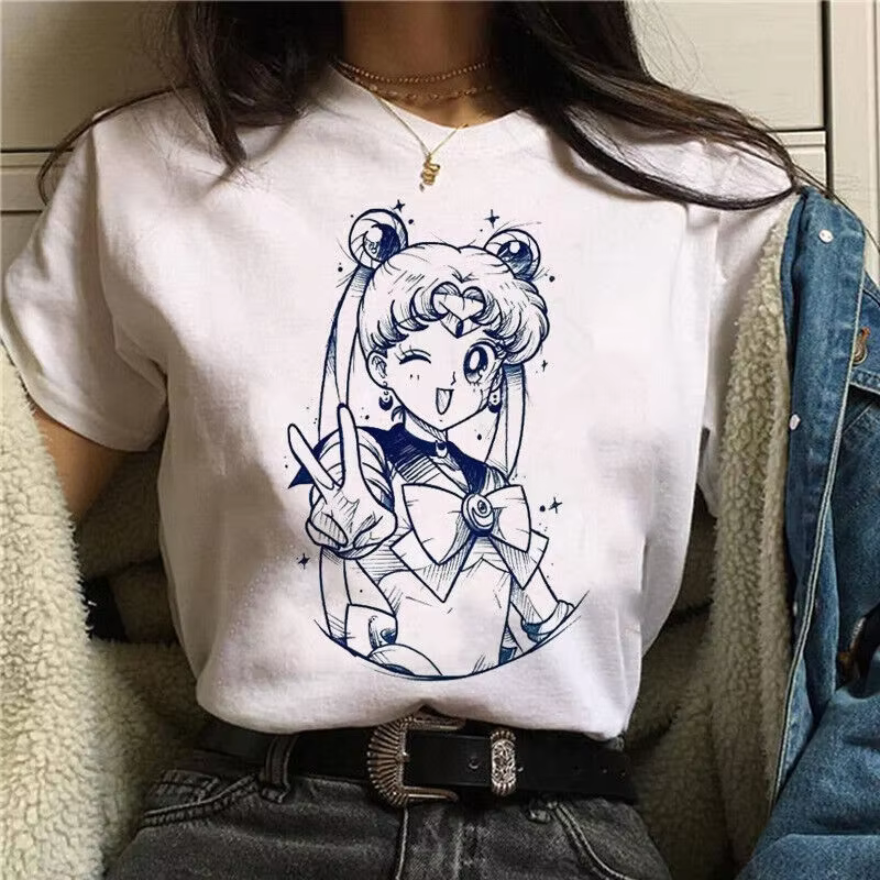 T-shirt pour femme, motif rétro Anime Sailor Moon