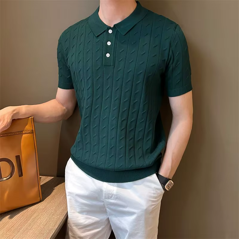 Polo Vertical à manches courtes tricoté en Jacquard