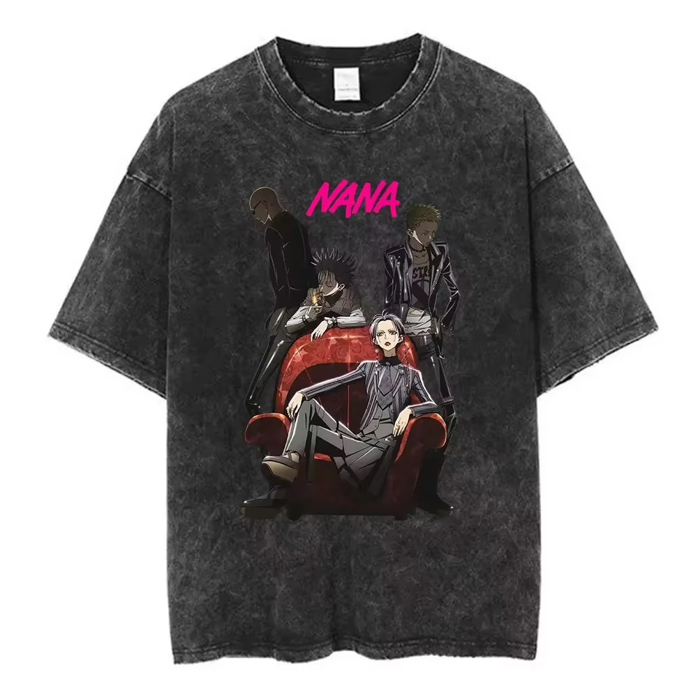 T-shirt ample vintage délavé style rétro japonais Nana Osaki Anime