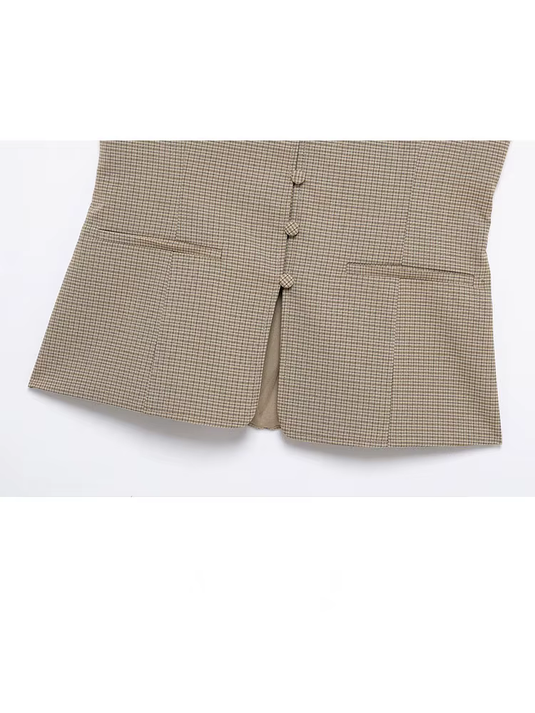 HH femmes été élégant épaules dénudées hauts courts femme mode vichy simple boutonnage poche décorer haut sans manches Mujer