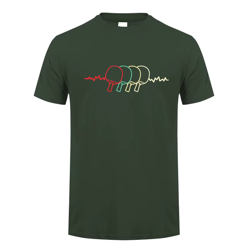 Heartbeat T Shirt Hommes À Manches Courtes Coton Tennis De Table Économie Homme Vêtements Tees Y-TP-013