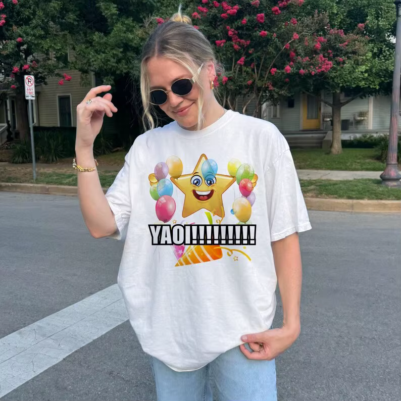 T-shirt Y2K Yaoi Amusant avec Impression Graphique de Film