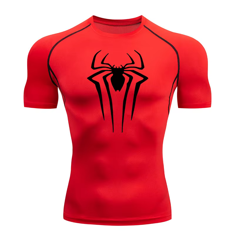 Chemises de Compression imprimées araignée pour hommes, t-shirt d'été à manches courtes, protection contre les éruptions cutanées, d'entraînement, d'athlétisme, à séchage rapide
