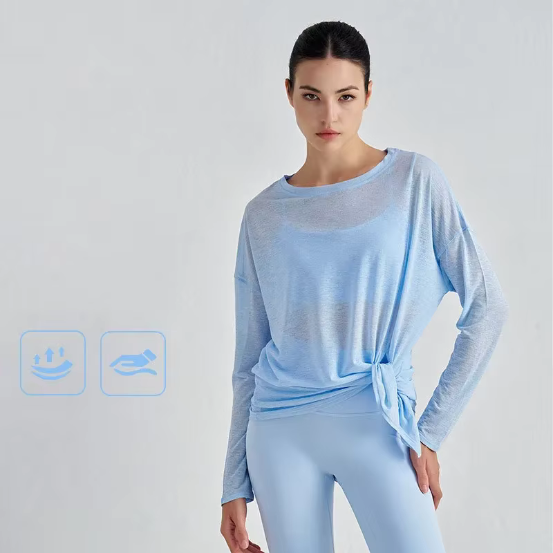 T-shirt de sport pour femmes, respirant, sexy, beauté du dos, vêtements de fitness, séchage rapide, entraînement de course, haut de yoga à manches longues, été 👚