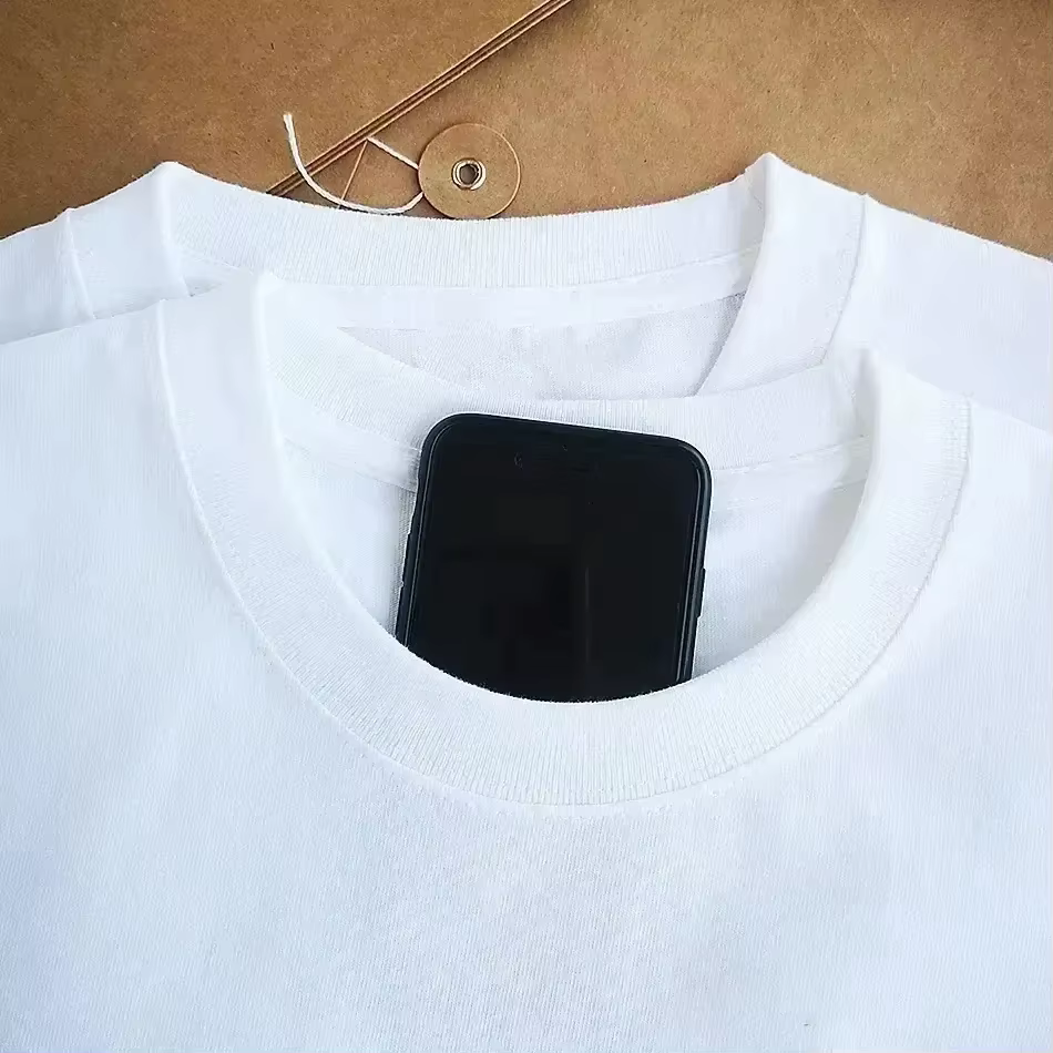 Bleu hommes T-shirt robuste BALCK pur coton col rond manches courtes