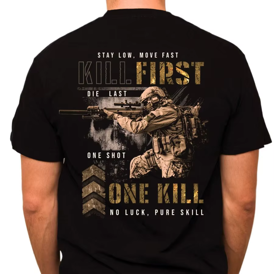 Restez le faible mouvement rapide. T-Shirt de Sniper militaire nouveau 100% coton col rond manches courtes été