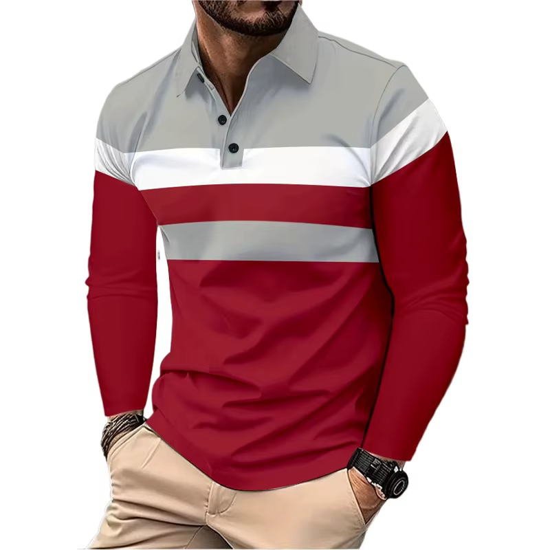 Nouveaux vêtements de survêtement hommes à manches longues revers chemises respirantes