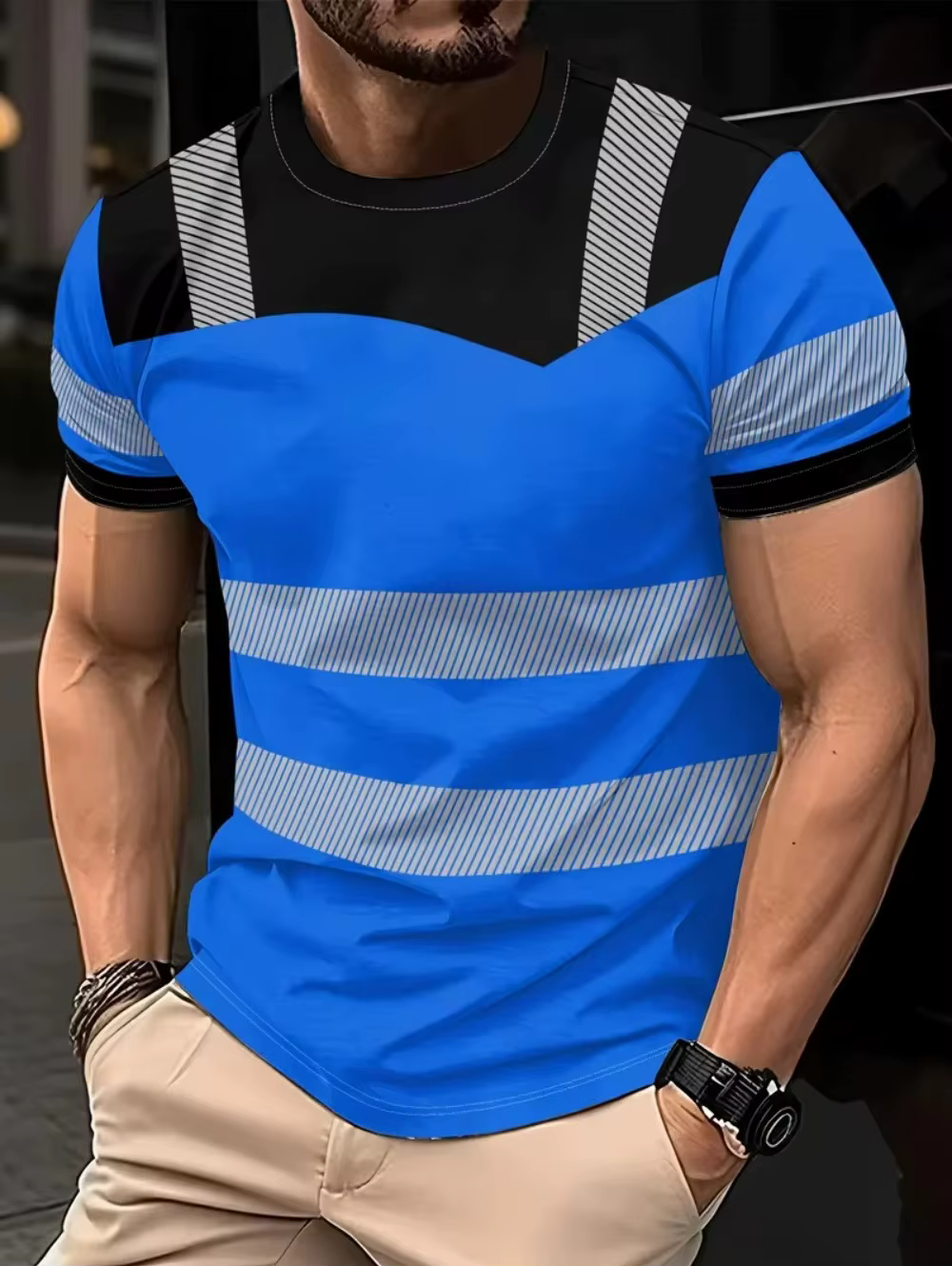 T-shirt pour hommes, avec logo de sécurité imprimé en 3D