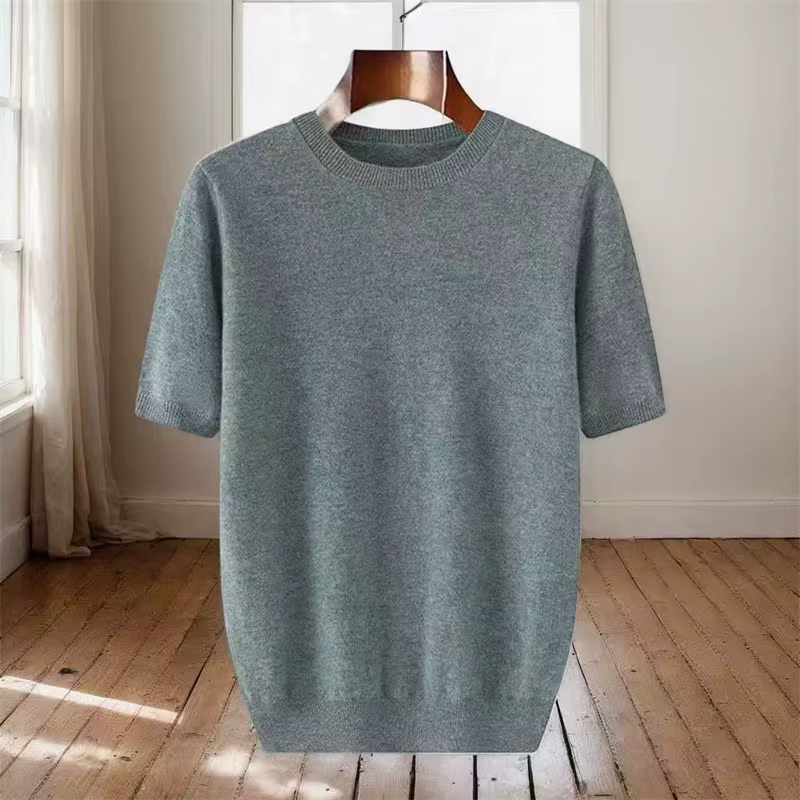 T-shirt en laine de cachemire mérinos super fine pour hommes