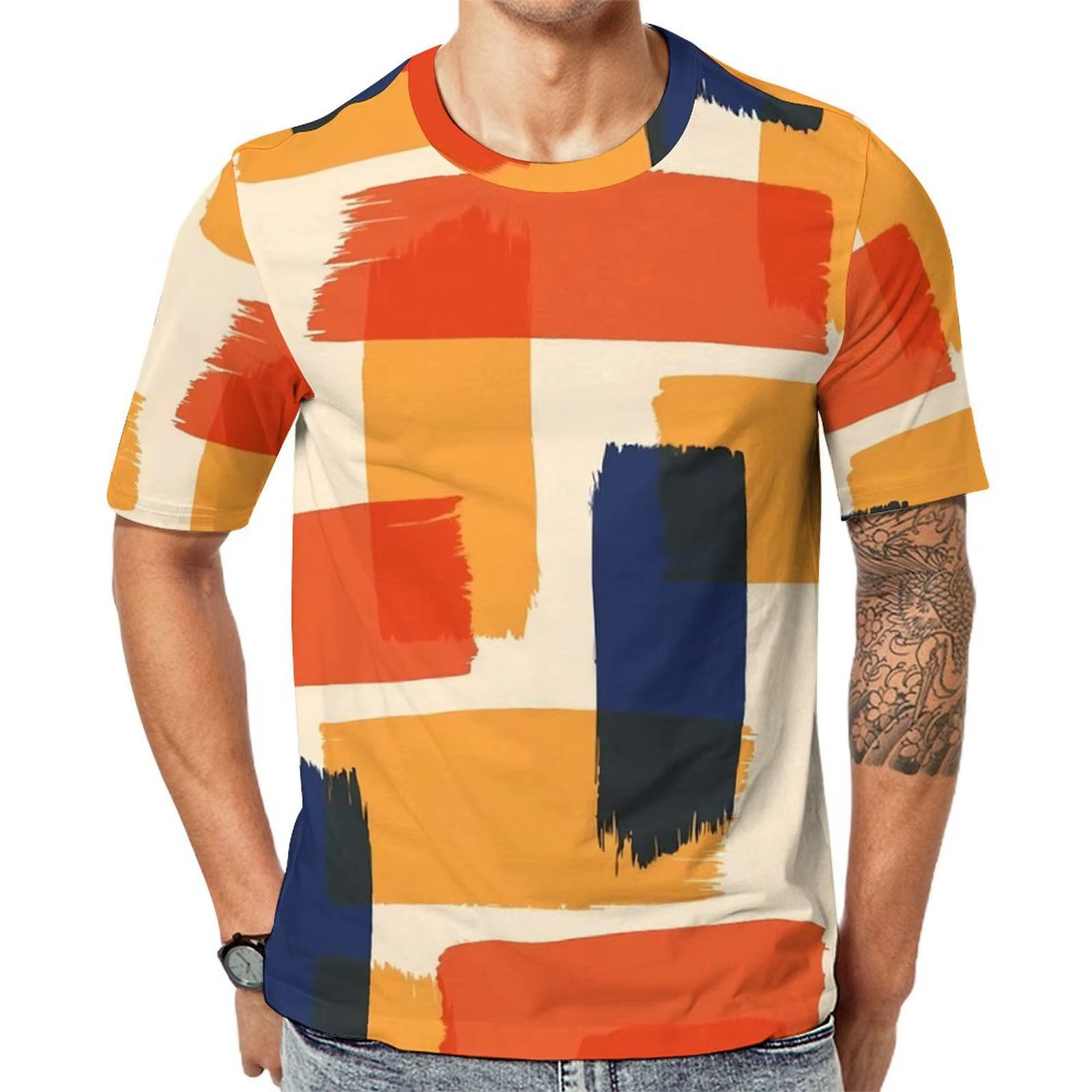 T-Shirt à Manches Courtes et Col Rond pour Homme