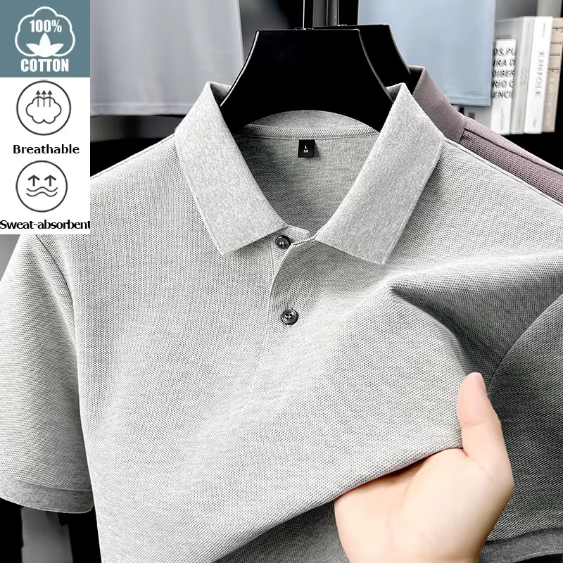 Polo 100% coton pour hommes – T-shirt respirant décontracté d'été