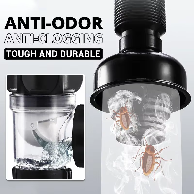 Ensemble de tuyaux de vidange Anti-odeur rabattables, filtre désodorisant rétractable pour évier de cuisine, bec de descente Flexible, salle de bains, Anti-colmatage