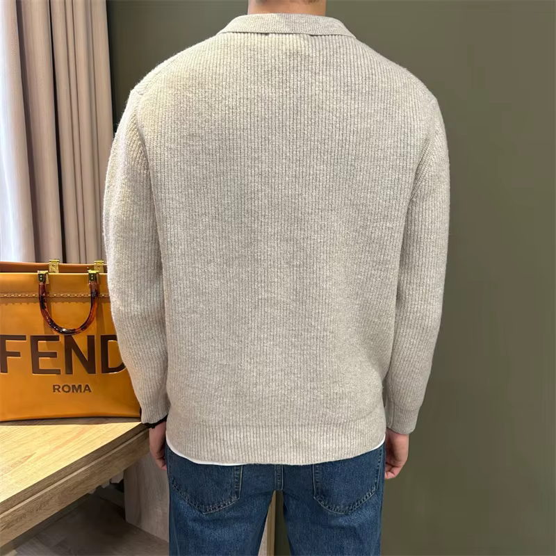 Pull tricoté à col Polo pour homme