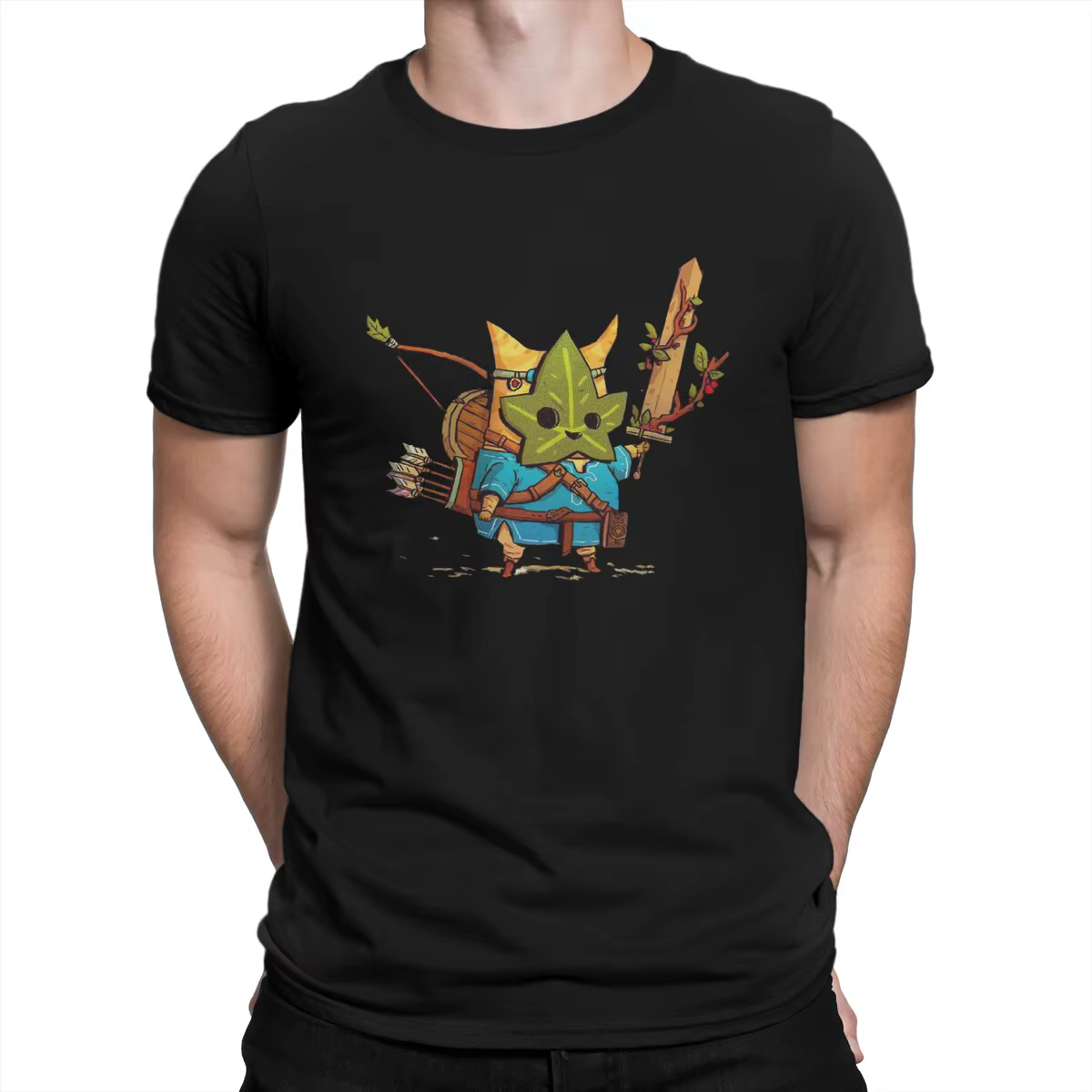 Z-helpda-T-shirt à col rond en pur coton pour hommes