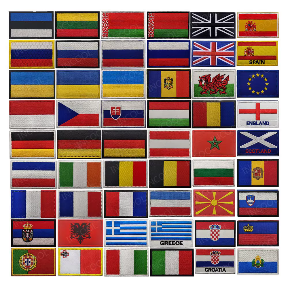 Drapeaux européens drapeau National allemagne France royaume-uni espagne lituanie Patch brodé Appliques tactiques brassard Badges décoratifs