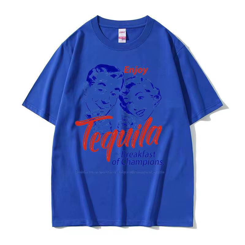 Profitez de Tequila le petit déjeuner des champions drôle Meme t-shirts hommes femmes décontracté mode haute qualité surdimensionné T-shirt streetwear