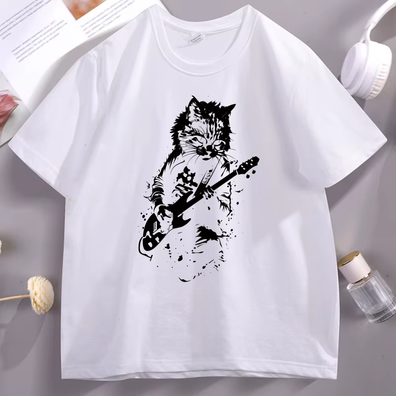 T-shirt Rock Cat Guitar