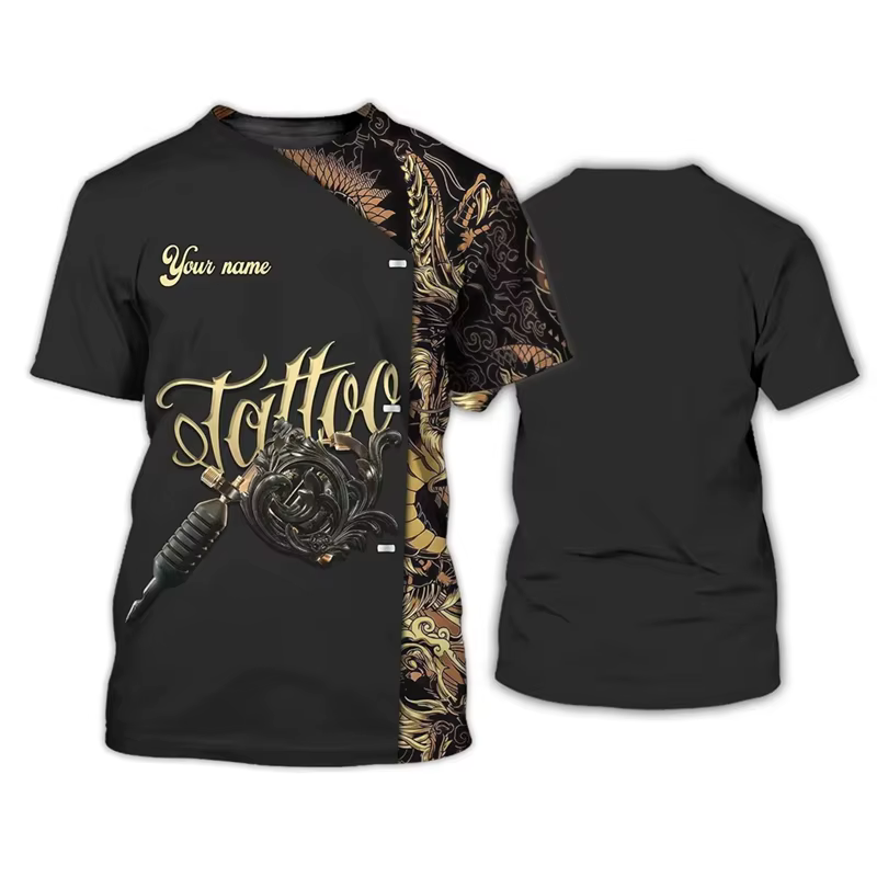 Mode tatouage artiste T-shirts vêtements de travail été décontracté nom personnalisé à manches courtes 3D imprimé