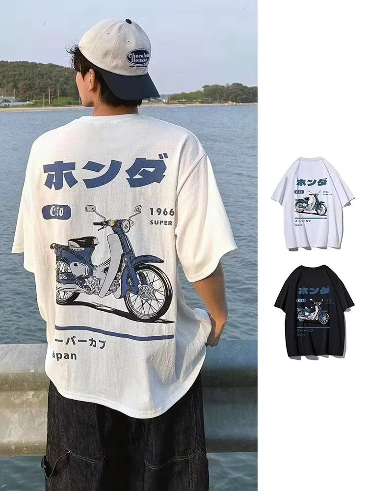 T-shirt tendance rétro d'été avec imprimé dessin animé voiture