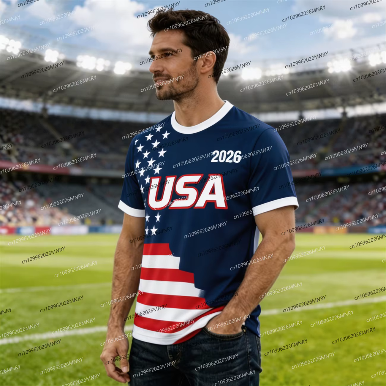 T-shirt d'homme avec emblème du drapeau américain 2026