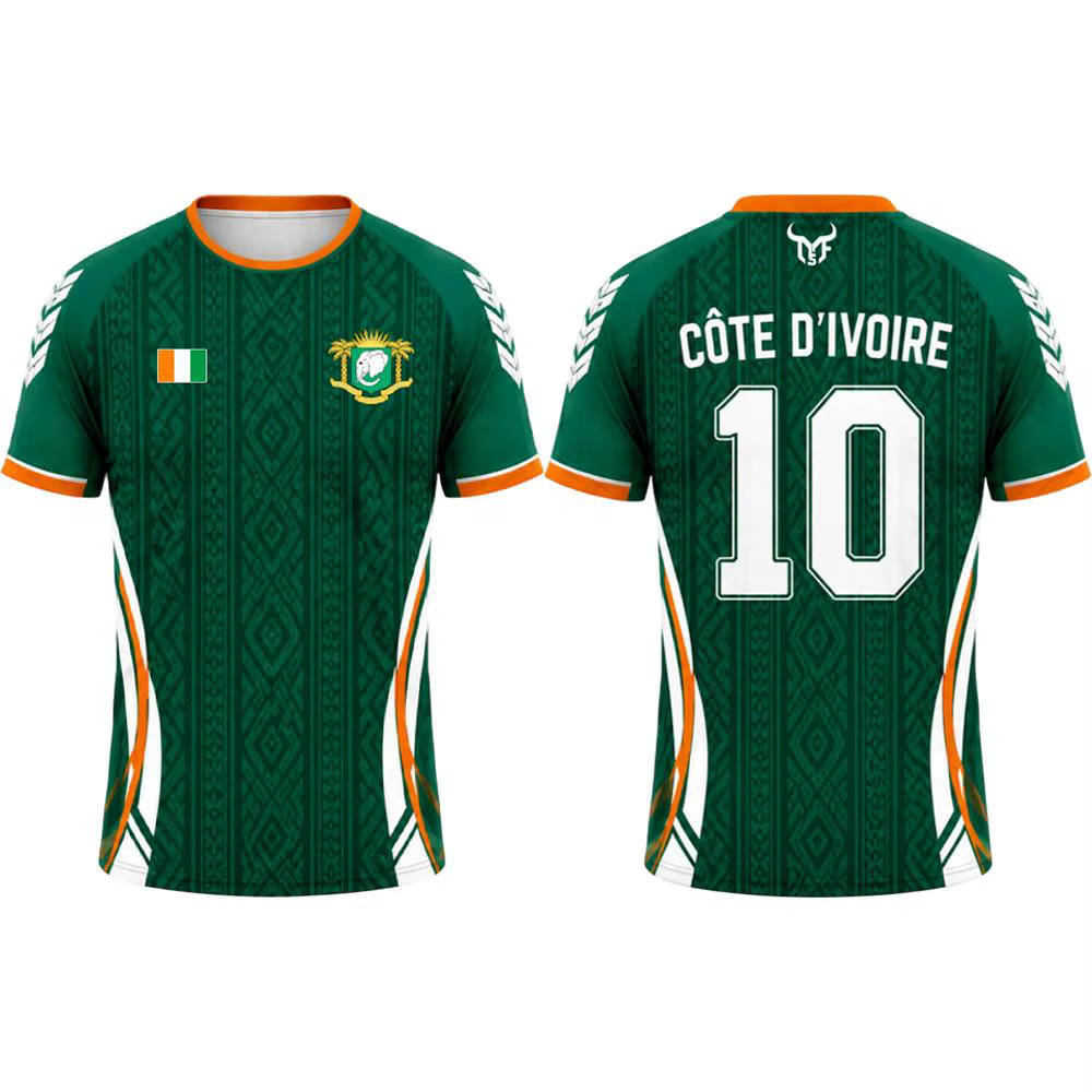 Nouveau t-shirt en jersey imprimé drapeau de la Côte d'Ivoire