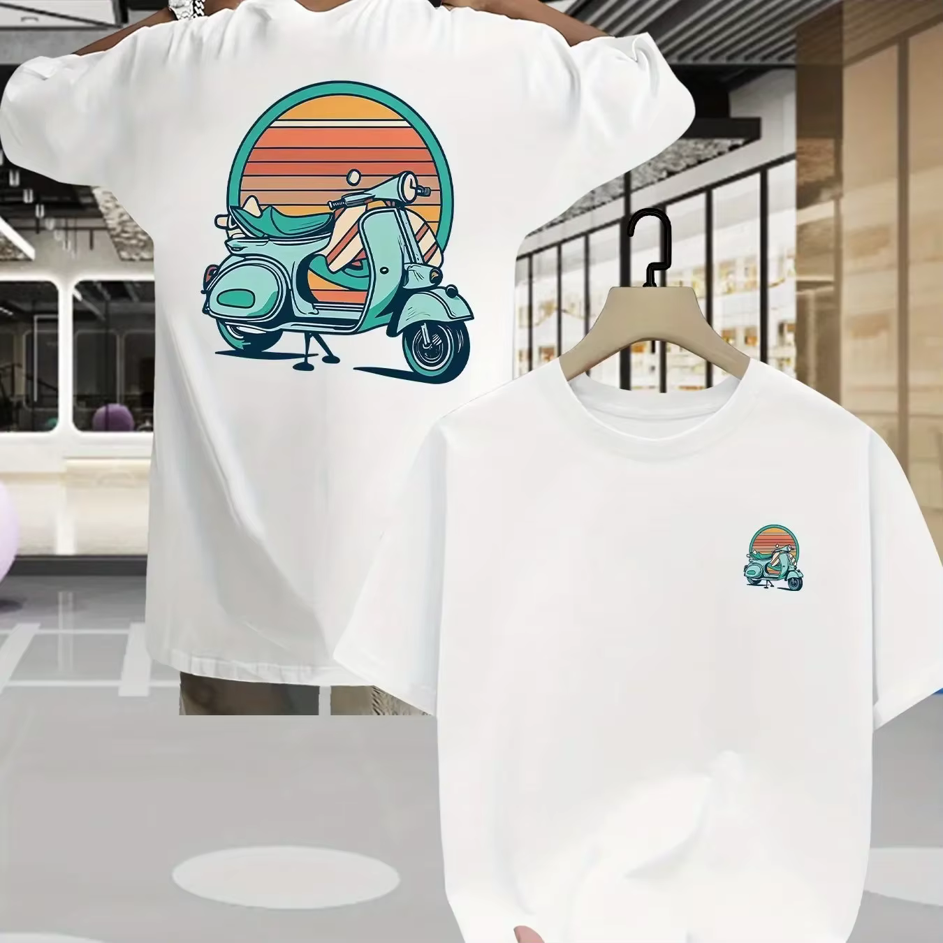 T-shirt pour homme à motif scooter rétro