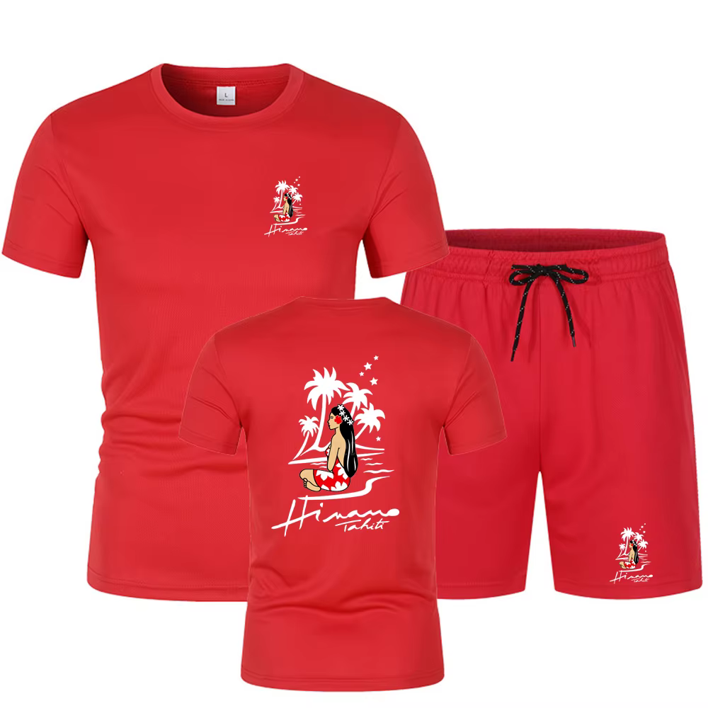 2025 été hommes Hinano Tahiti bière Logo imprimé sport décontracté à manches courtes ensemble à la mode et confortable