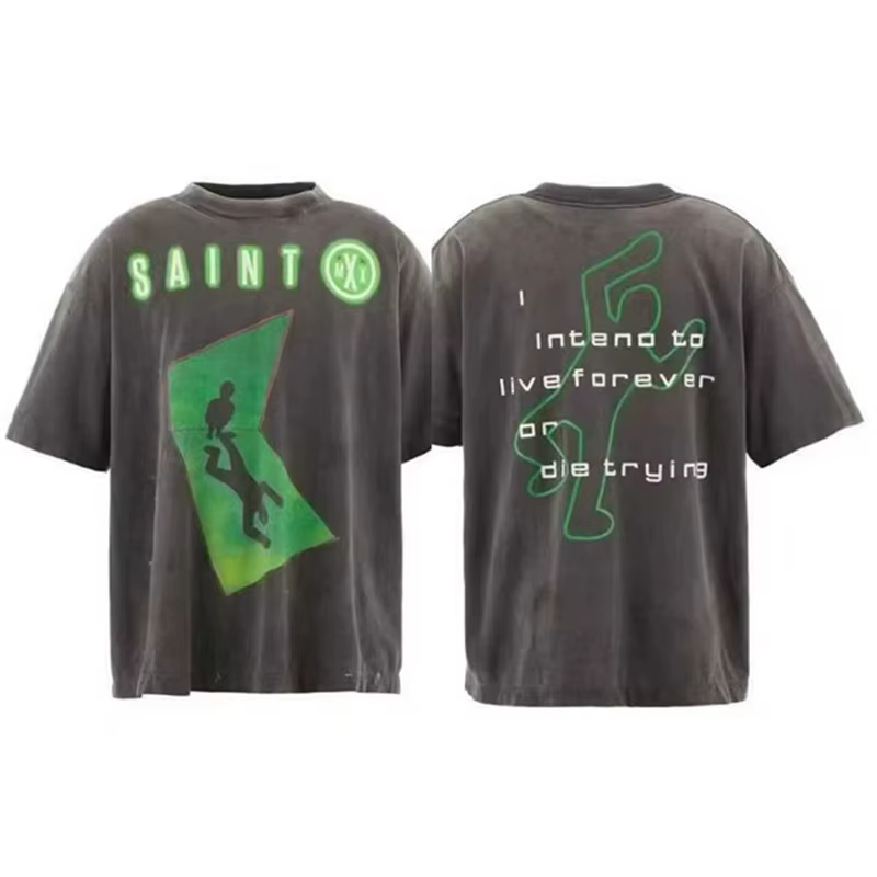 Streetwear Vintage SAINT t-shirt hommes femme meilleure qualité col rond décontracté printemps été coton nouveau lavé à