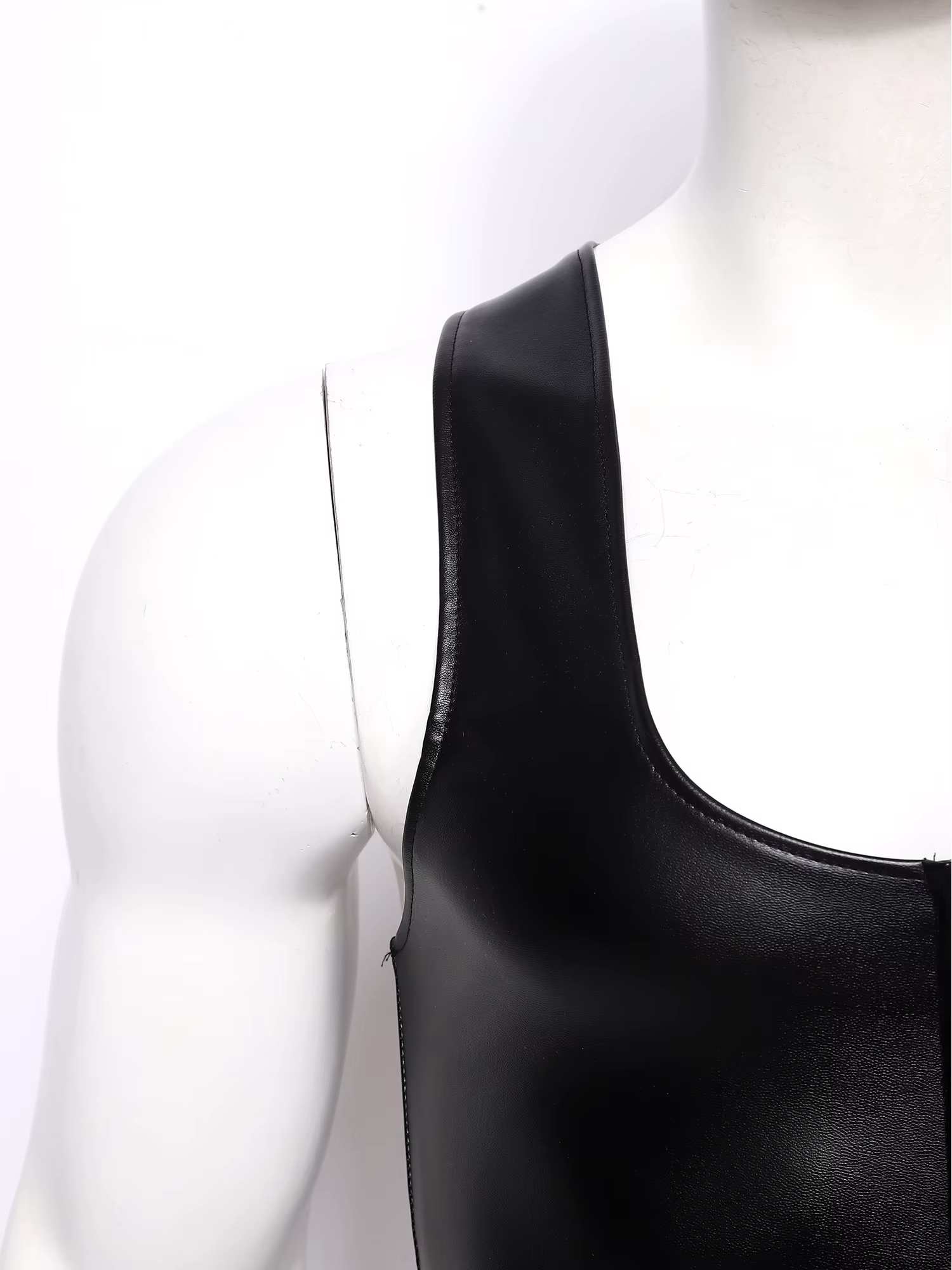 Débardeur court en similicuir PU pour homme