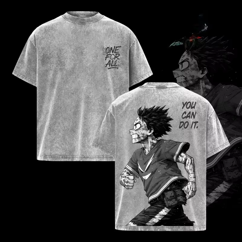 Izuku Midoriya T-shirt imprimé Anime mon héros académique vêtements hommes femmes t-shirts rétro lavé