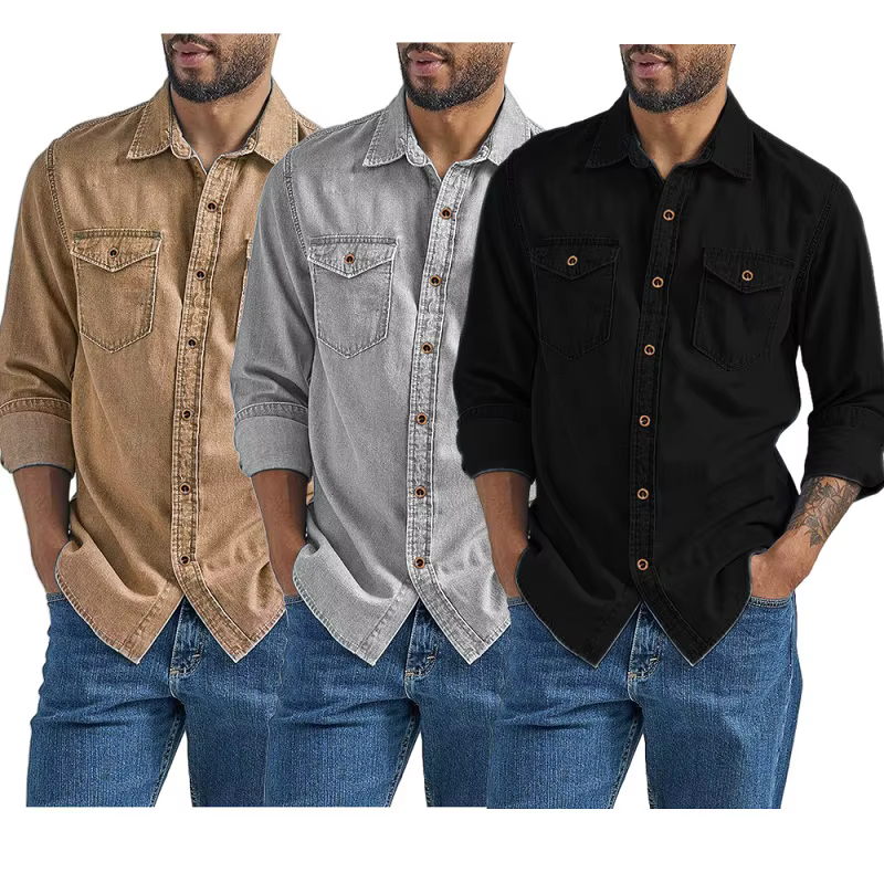 Chemise en jean, vêtements de travail pour hommes européens et américains