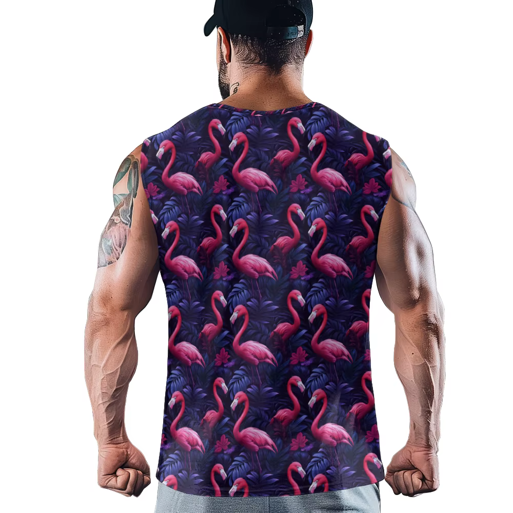 Tropical Flamingo fleurs hommes débardeur salle de sport à la rue sans manches couleur audacieuse respirant gilet d'entraînement vêtements de Fitness musculaire