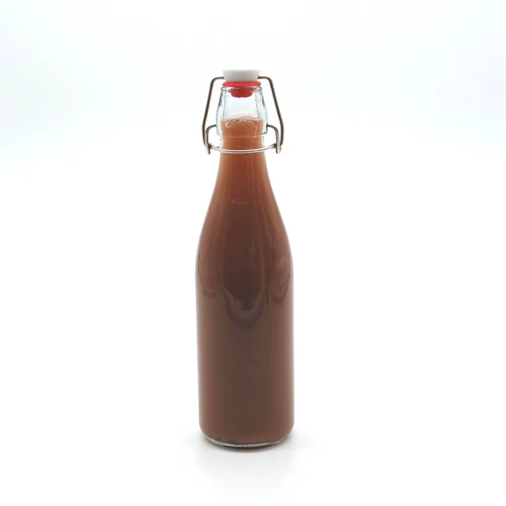 Bouteille en verre ronde à bouchon basculant pour huile de cuisson 60ml 100ml 250ml 500ml 750ml 1000ml, bouteilles à bouchon pivotant, MOQ2000, impression de logo personnalisée à bas prix