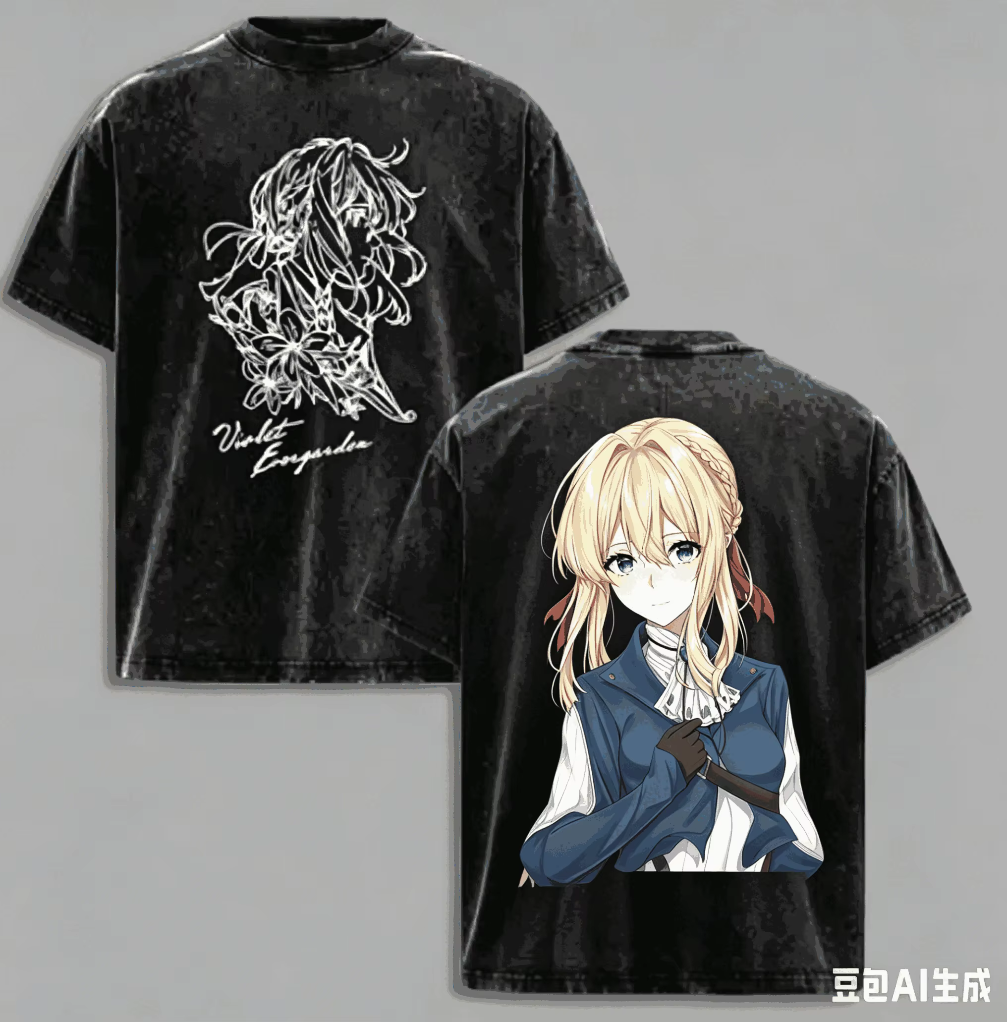 T-shirt Violet Evergarden délavé