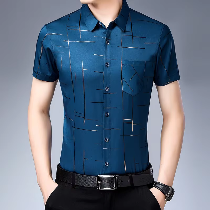 Chemise d'affaires décontractée à manches courtes pour hommes