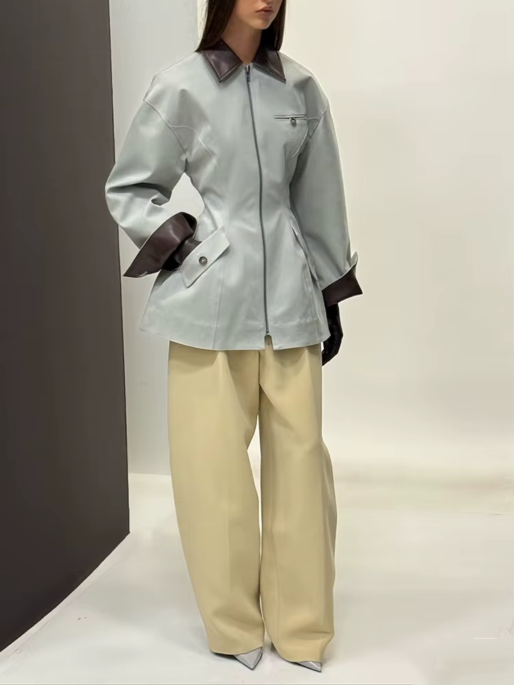 Veste à panneaux en cuir