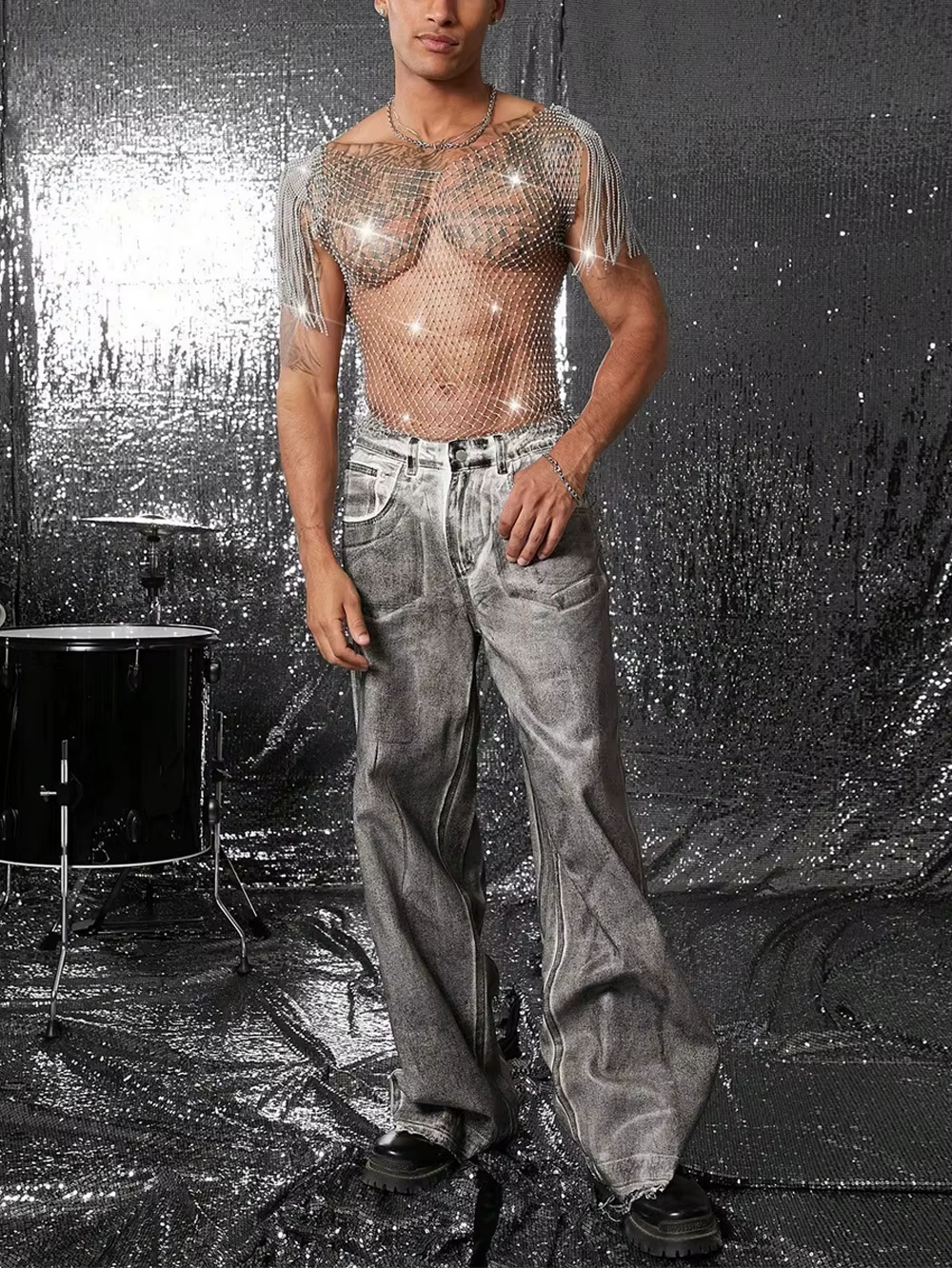 Débardeur en strass brillant pour hommes