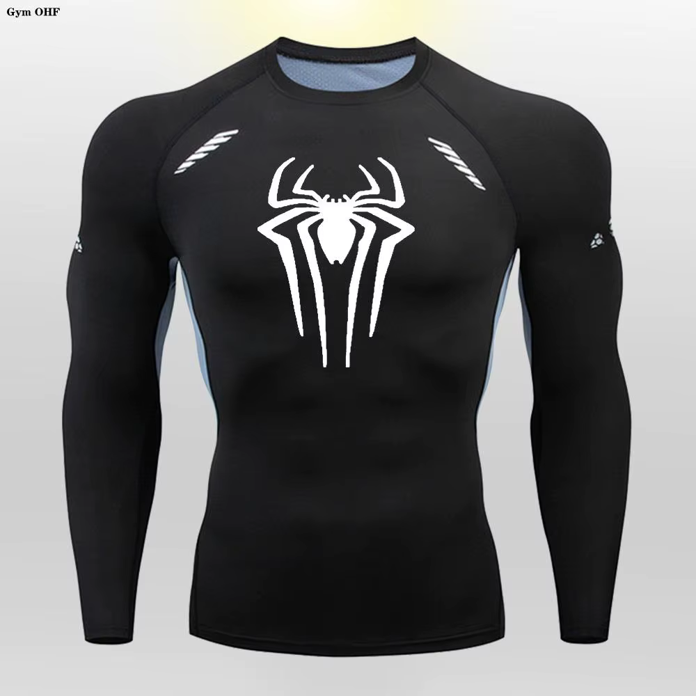 Spider-T-shirt de compression à manches longues pour homme