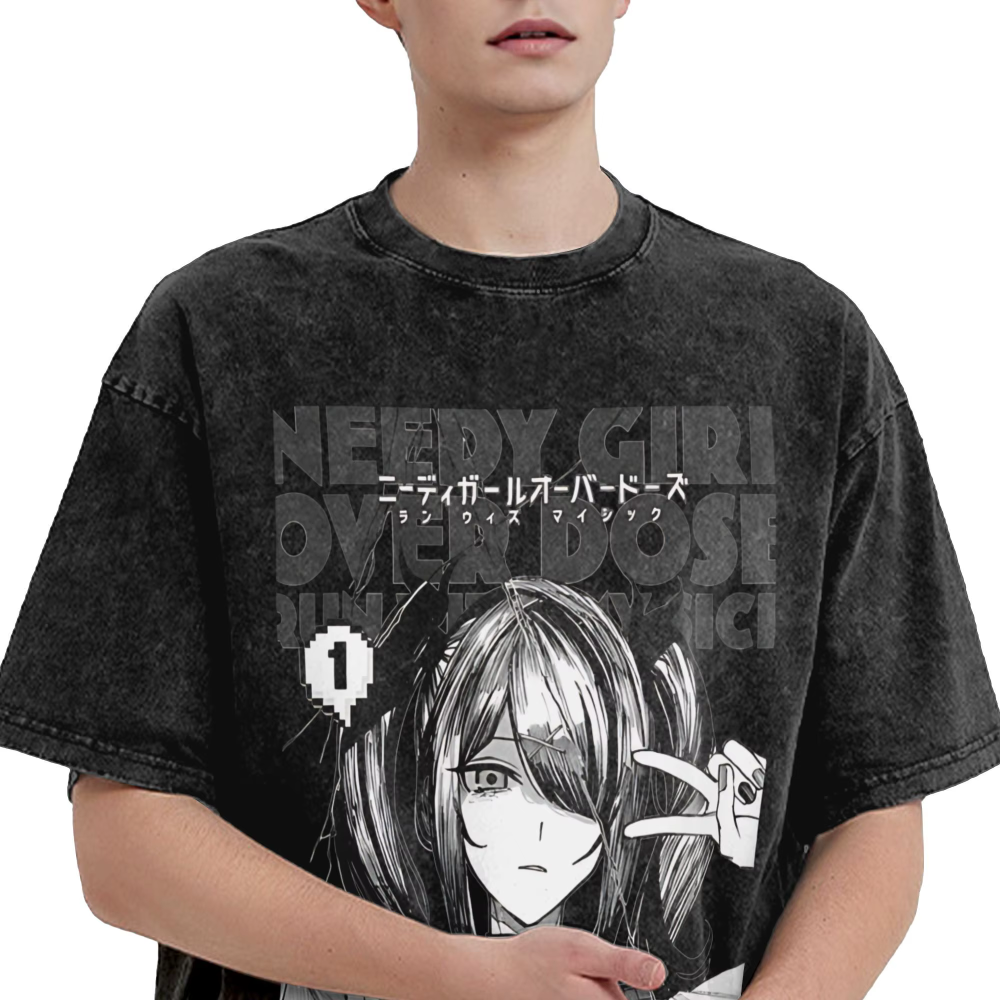 Harajuku chemises lavées nécessiteux Streamer surcharge Merch rétro T-Shirts haute rue Streetwear à manches courtes imprimé t-shirt