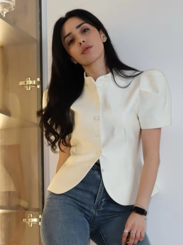 Ensemble deux pièces sexy pour femme : haut court asymétrique transparent à imprimé floral et pantalon large – Style urbain