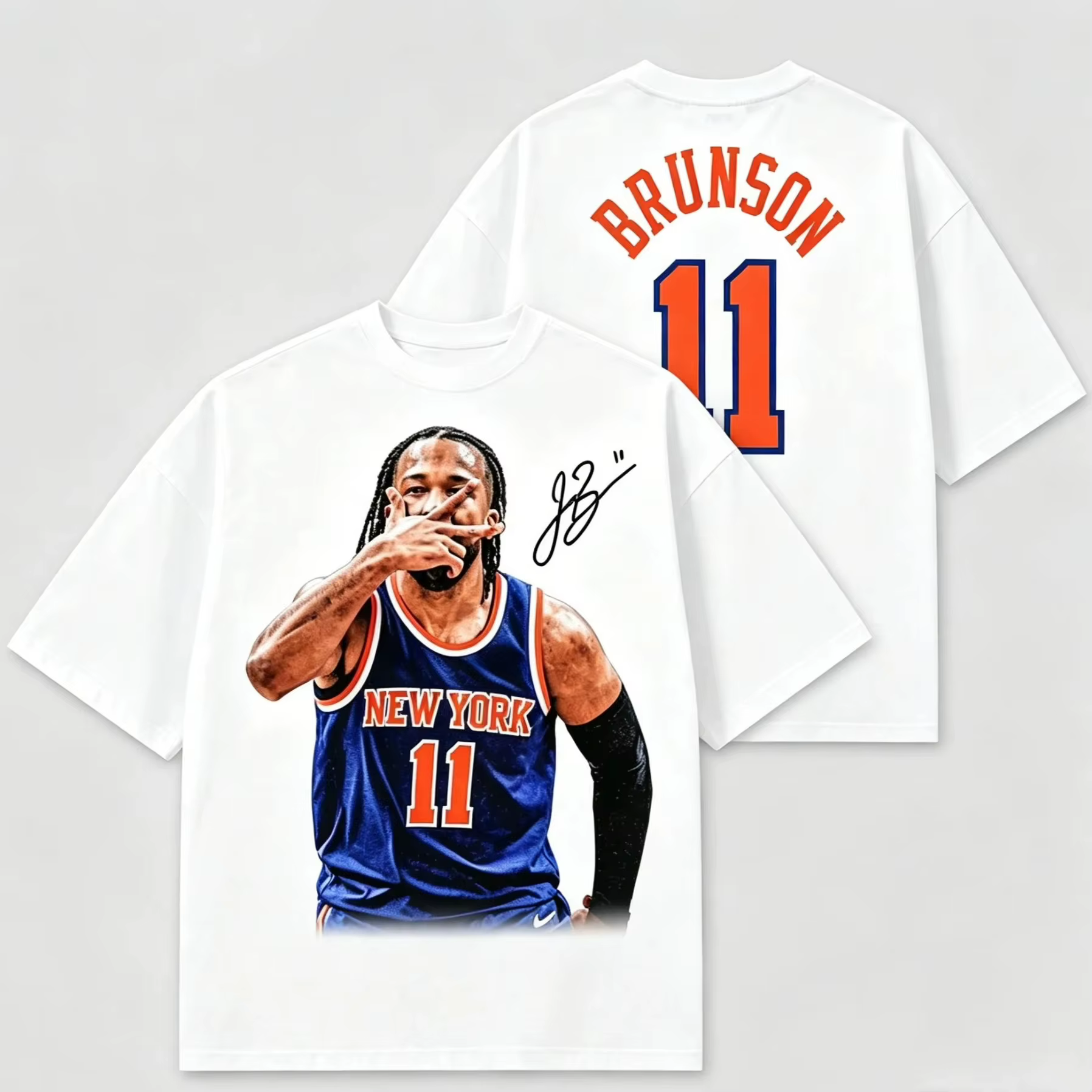 T-shirt Jalen Brunson 11 Graphics 100% coton – Nouvelle collection été 2026 Knicks – Maillot de sport de haute qualité