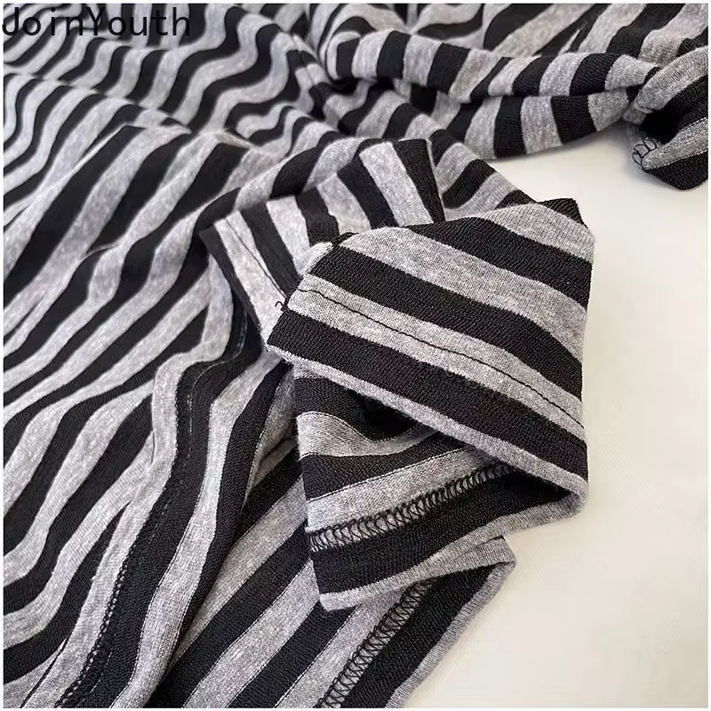 Chemises rayées pour femmes T-shirt surdimensionné 2025 Ropa Mujer manches longues col rond t-shirts haut décontracté